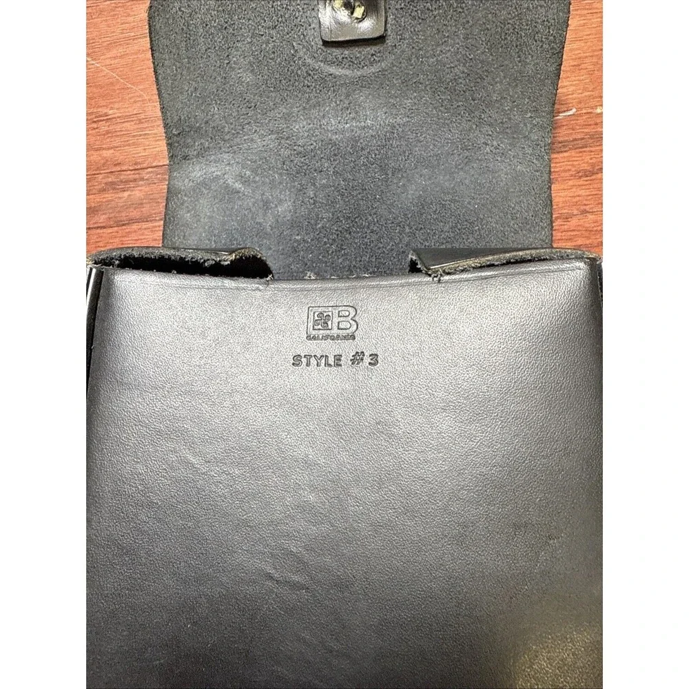 Vintage Belding Califorina Black Leather Saddle Bag Camera Case Style #3